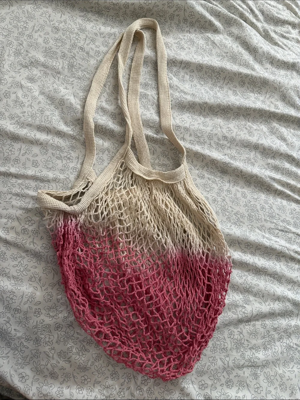 Handwoven Pink Ombre Mesh Market Tote